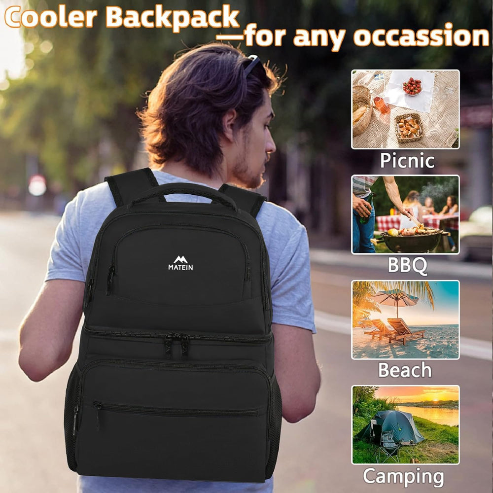 MATEIN backpack cooler leakproof liner helps prevent spills while commuting.