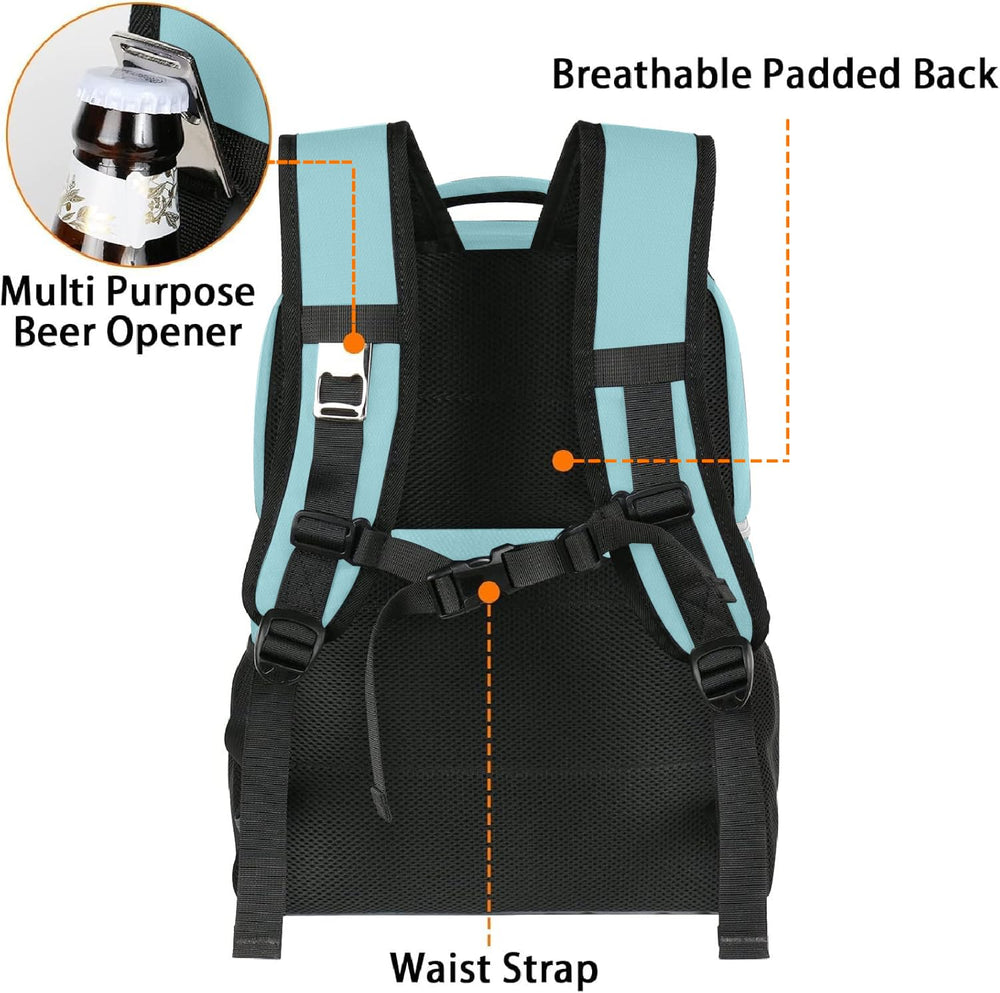 MATEIN Backpack Cooler pocket layout helps keep utensils and phones neatly accessible