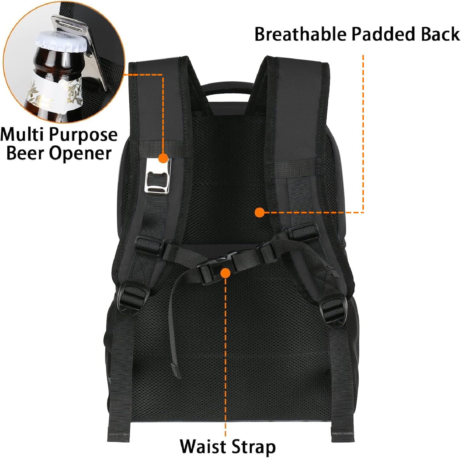 MATEIN backpack cooler side pockets hold bottles or small gear for travel.