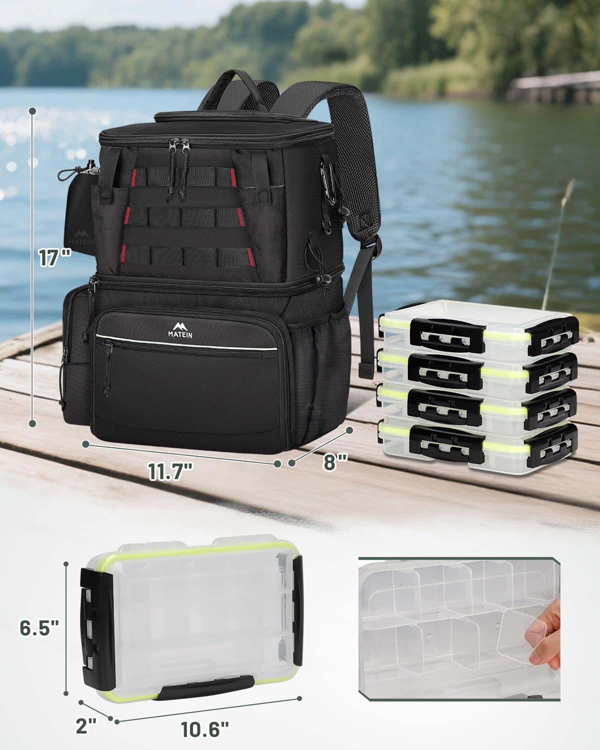 Chest strap with built in compass on MATEIN fishing backpack