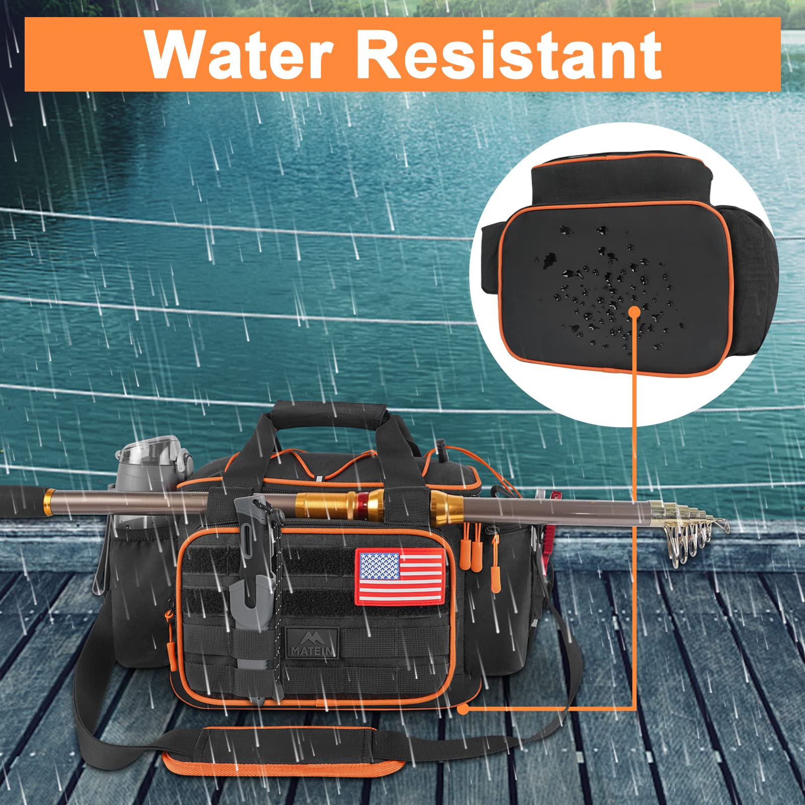 Water-resistant fabric with waterproof inner pocket
