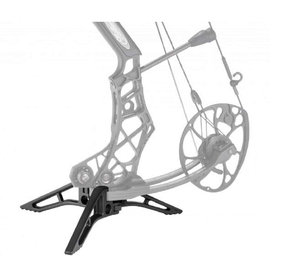 Mathews Engage Limb Legs setup: tool-free quick attach for upright bow stance in the field.