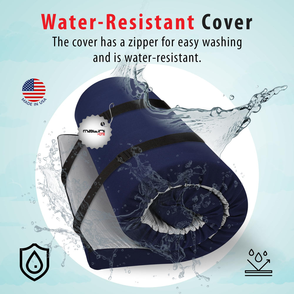 Matini Home water-resistant cover protects the mattress outdoors