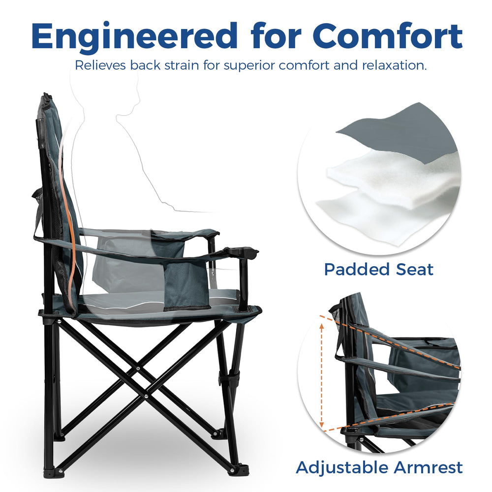Matrasco high backrest supports relaxed seating by the water or campsite.