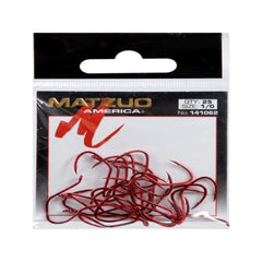 Matzuo sickle octopus hook in red chrome, ideal for secure bait presentation
