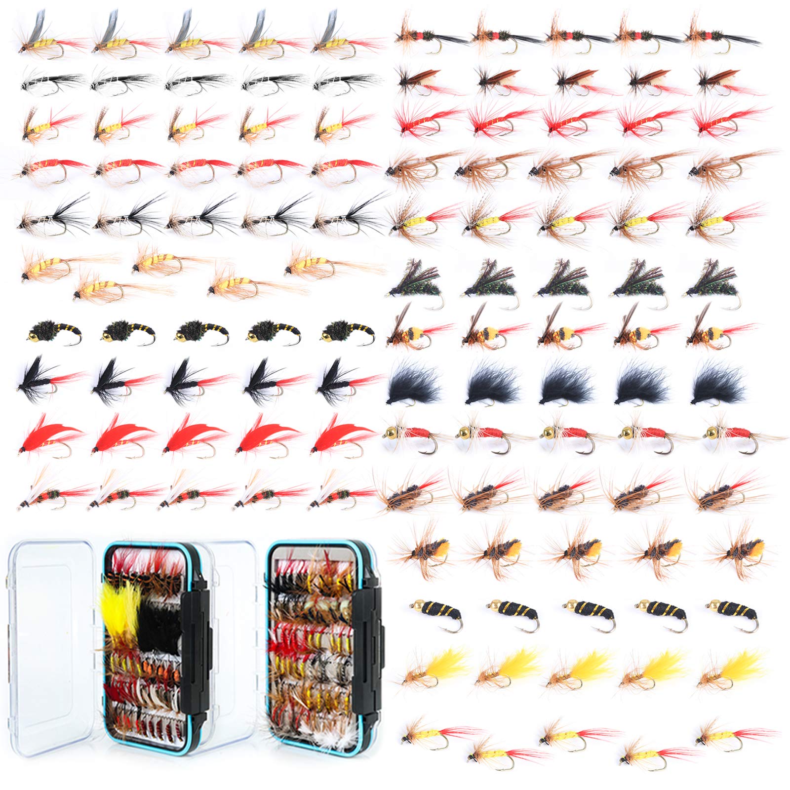 MAXIMUMCATCH 120-piece fly fishing flies kit with assorted patterns