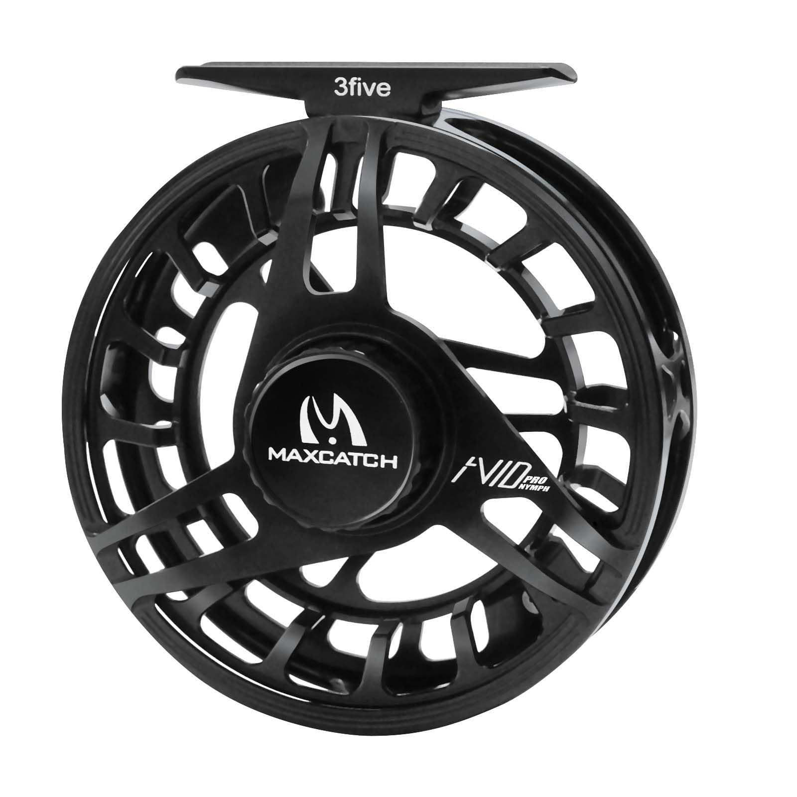 Maxcatch Avid Pro Nymph reel spool large arbor for quick line retrieval and strength.