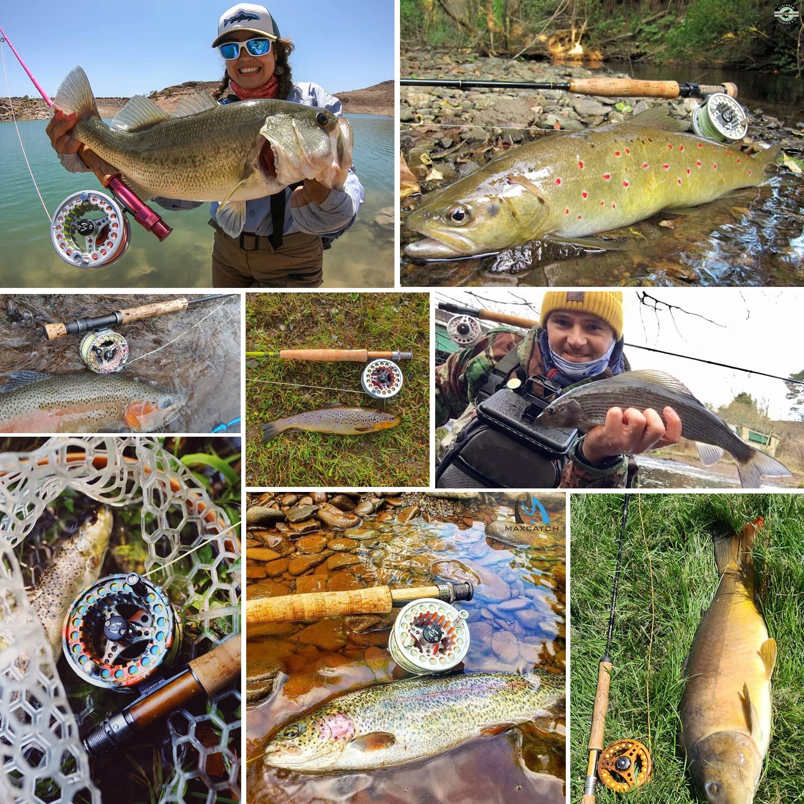 M MAXIMUMCATCH Maxcatch ECO fly reel color options aid visibility and personal style on water.
