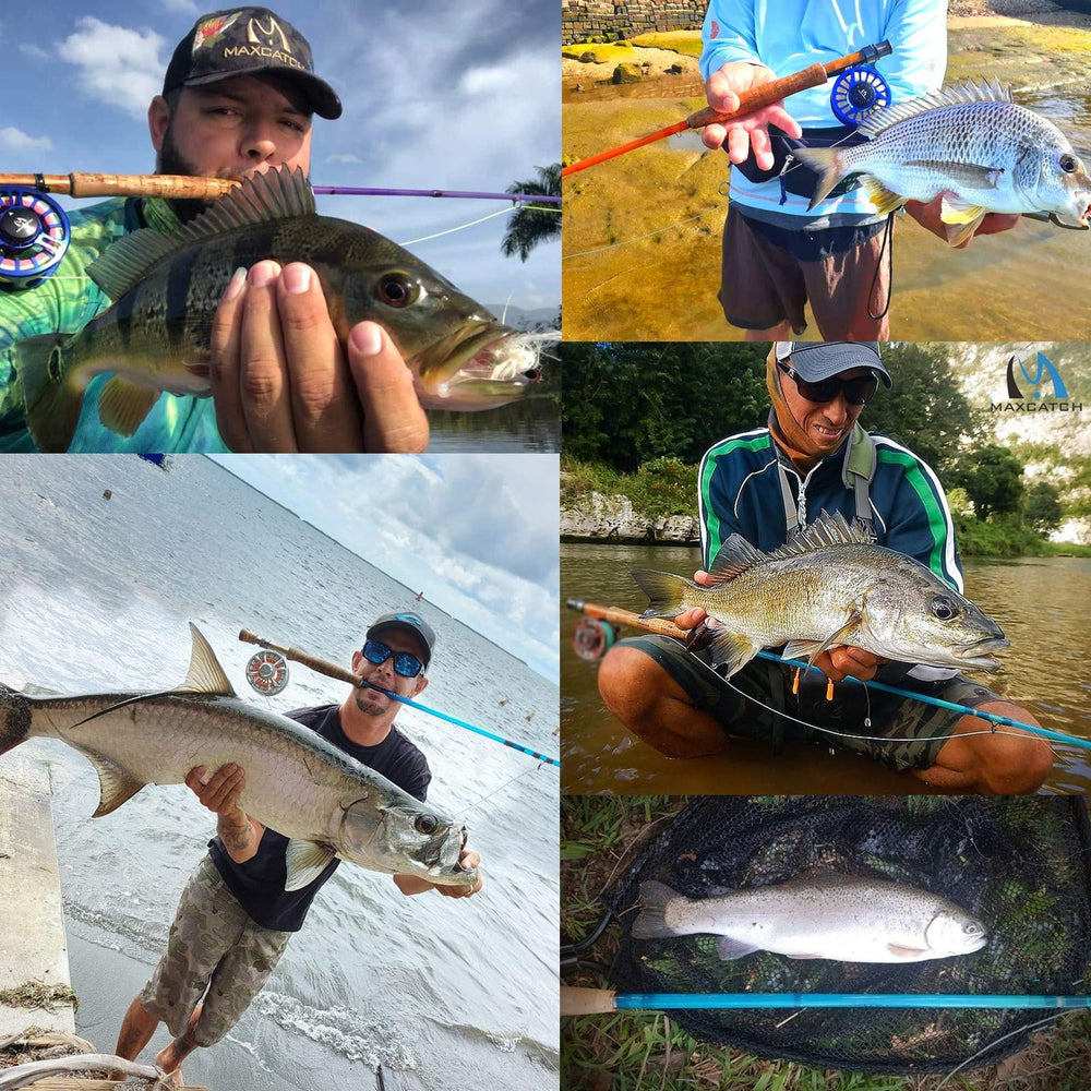M MAXIMUMCATCH pure cork handle provides comfortable grip for long casts.