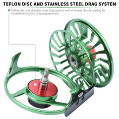 Maxcatch reel hybrid cork and Teflon drag system for smooth engagement.