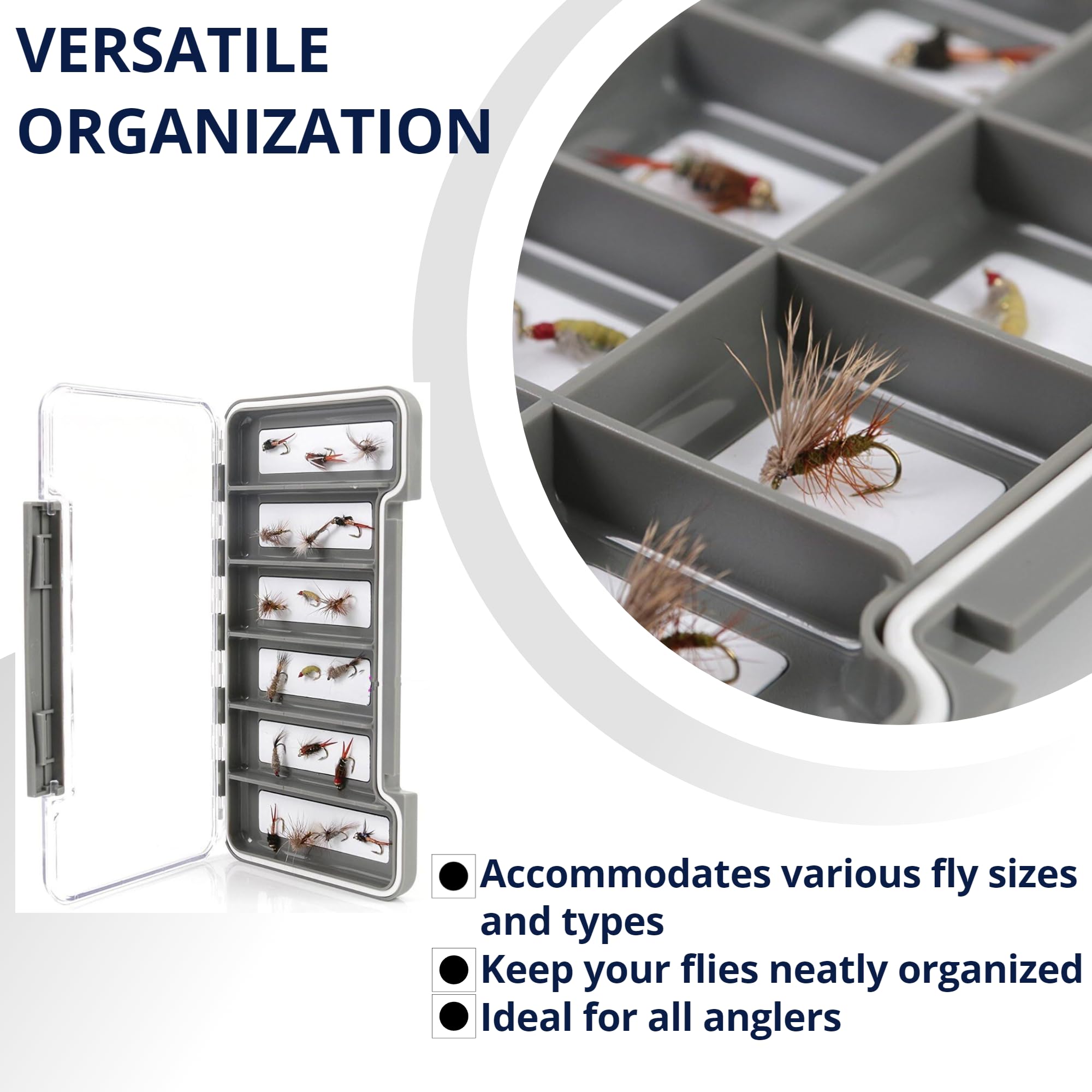 Close-up of magnetic compartments on HB98A fly box