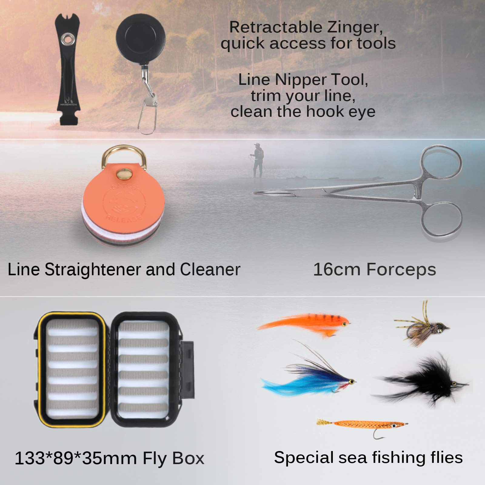Maxcatch Predator flies combo ready for striped bass, bluefish, redfish.