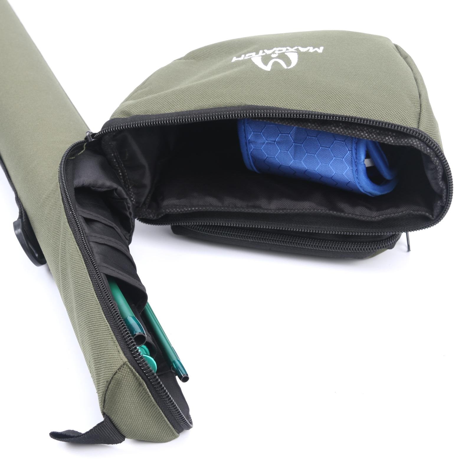 Four built-in sleeves to hold rod sections securely inside the case