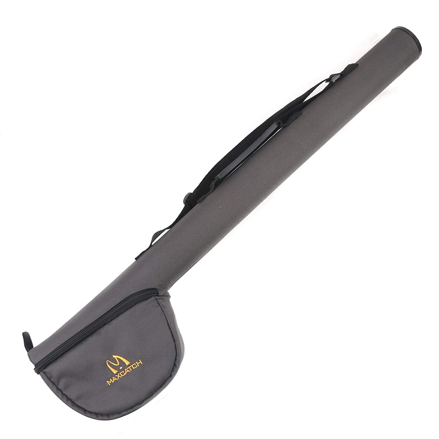 Exterior view of MAXIMUMCATCH Maxcatch rod case in gray with reel pouch