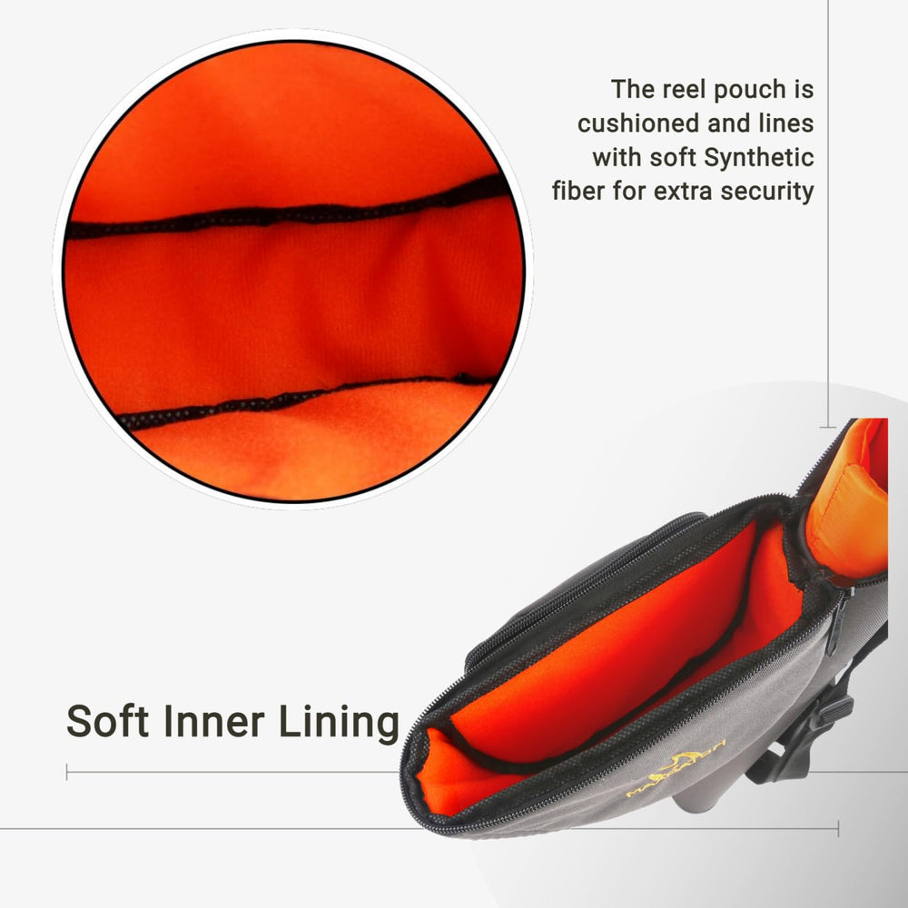 Built-in 3-sleeve soft sock to hold rod sections securely