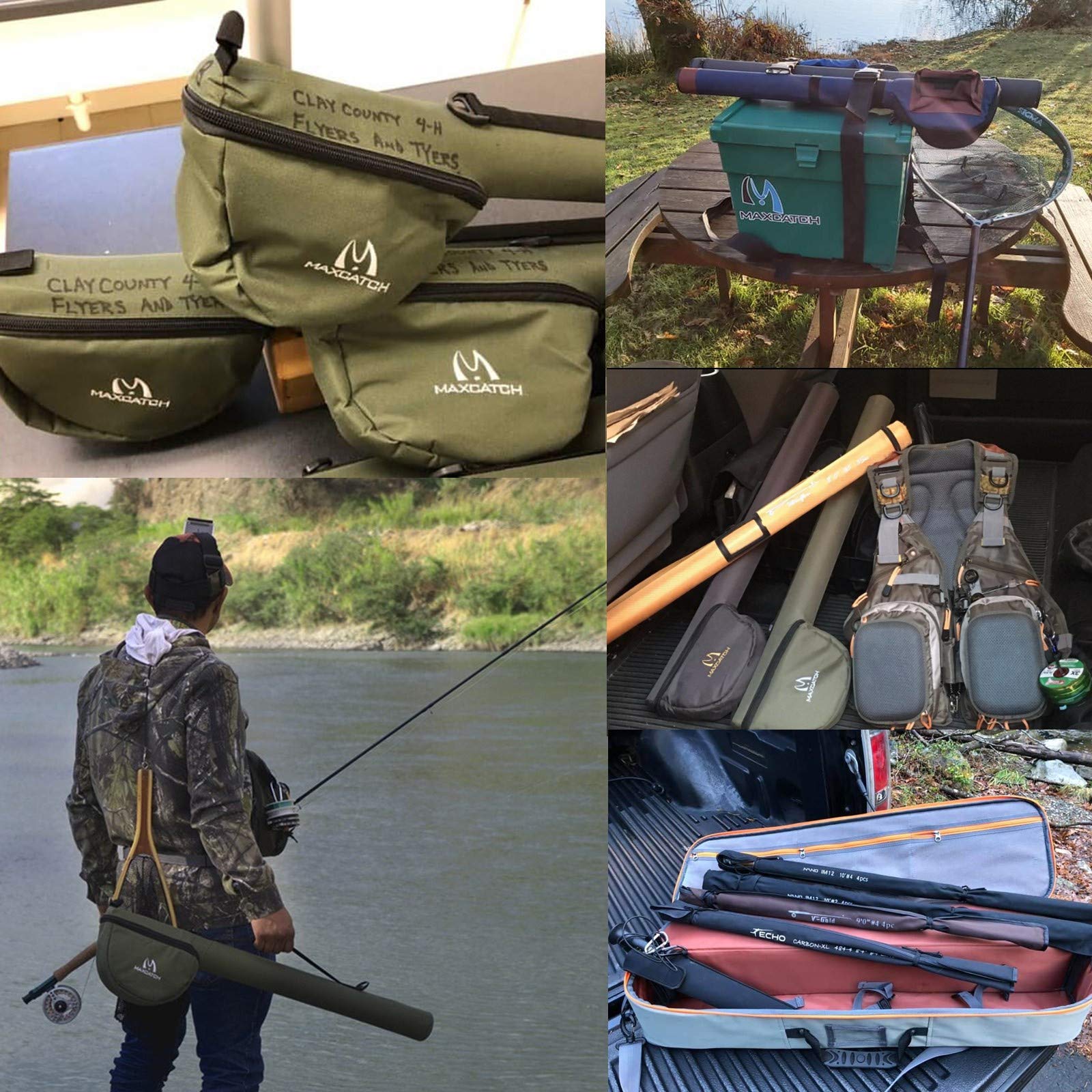 M MAXIMUMCATCH adjustable shoulder strap offers comfortable hands-free carrying
