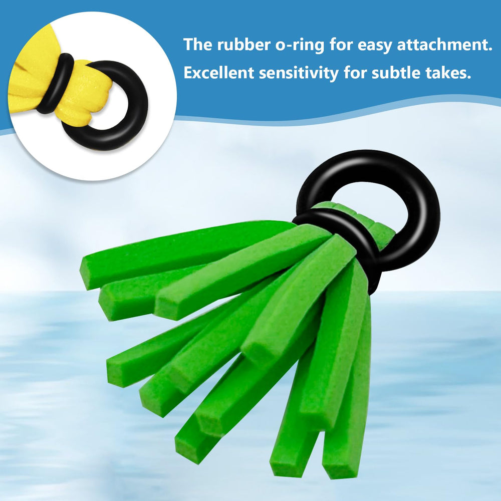 Indicators attached to a leader in water for visibility