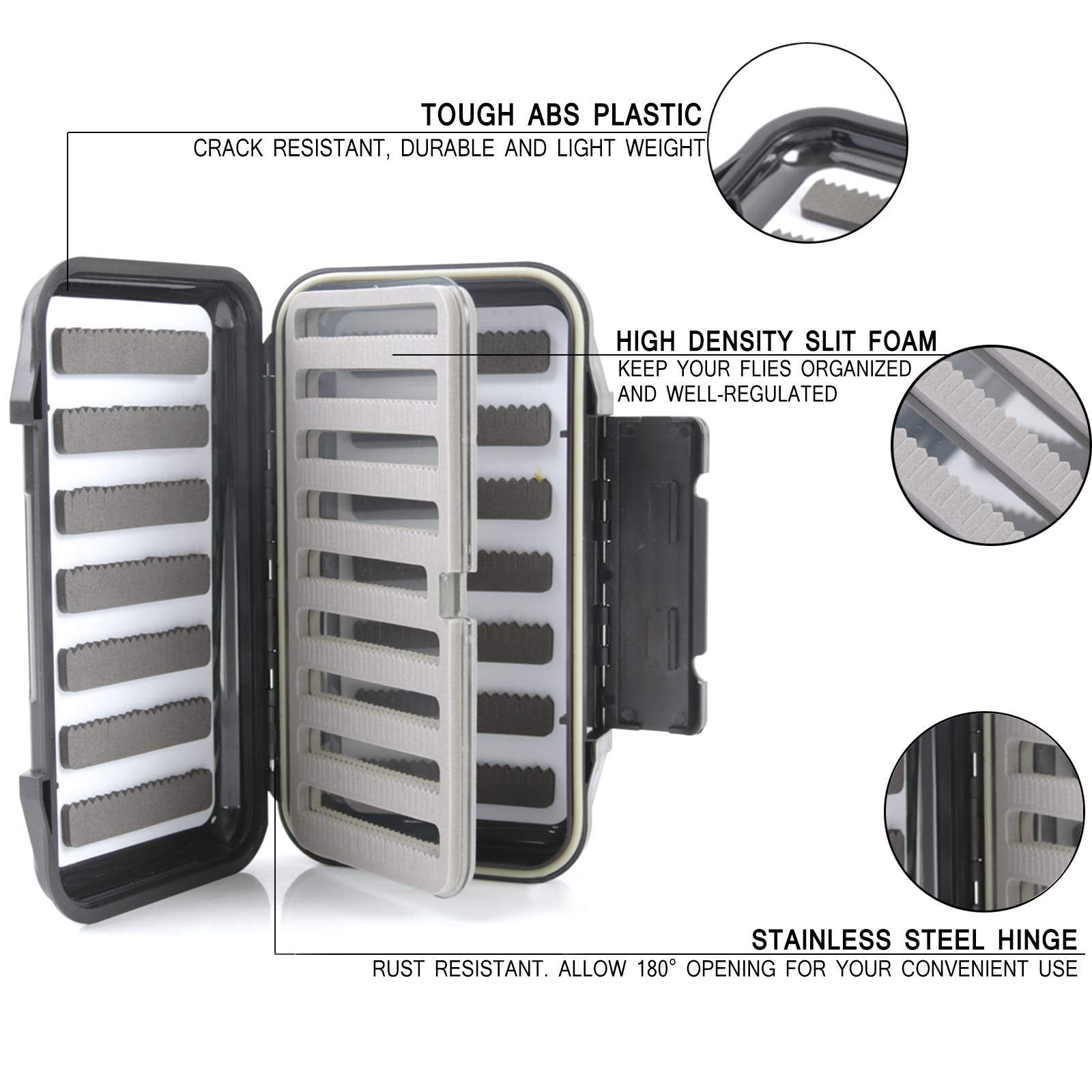 Close-up of high-density foam slots in Maxcatch fly box