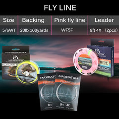 WF5F pink fly line with two 9' 4x tapered leaders