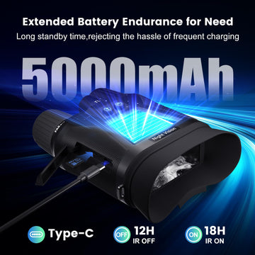 MAXDONE Night Vision Goggles 5000mAh battery powering all-night exploration.