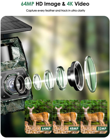 MAXDONE Solar Trail Camera 4K video and 64MP photos deliver crisp detail