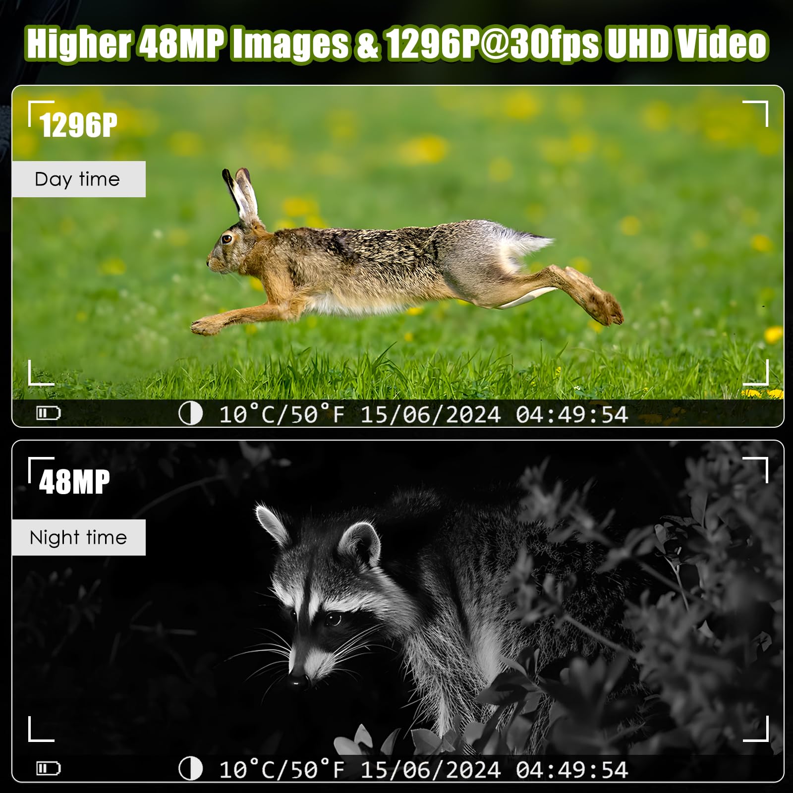 MAXDONE app interface shows TrailCam Go control and instant photo transfer.