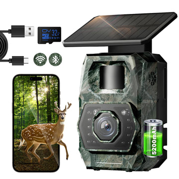 MAXDONE Solar Trail Camera front view for reliable outdoor wildlife monitoring