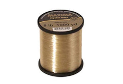 Maxima Crystal Ivory line spool shows visible 12 lb test above water for trolling and bite detection