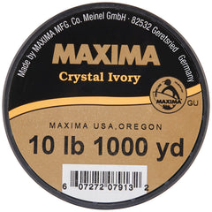 Maxima crystal ivory spool enhances line visibility for precise casting and trolling.