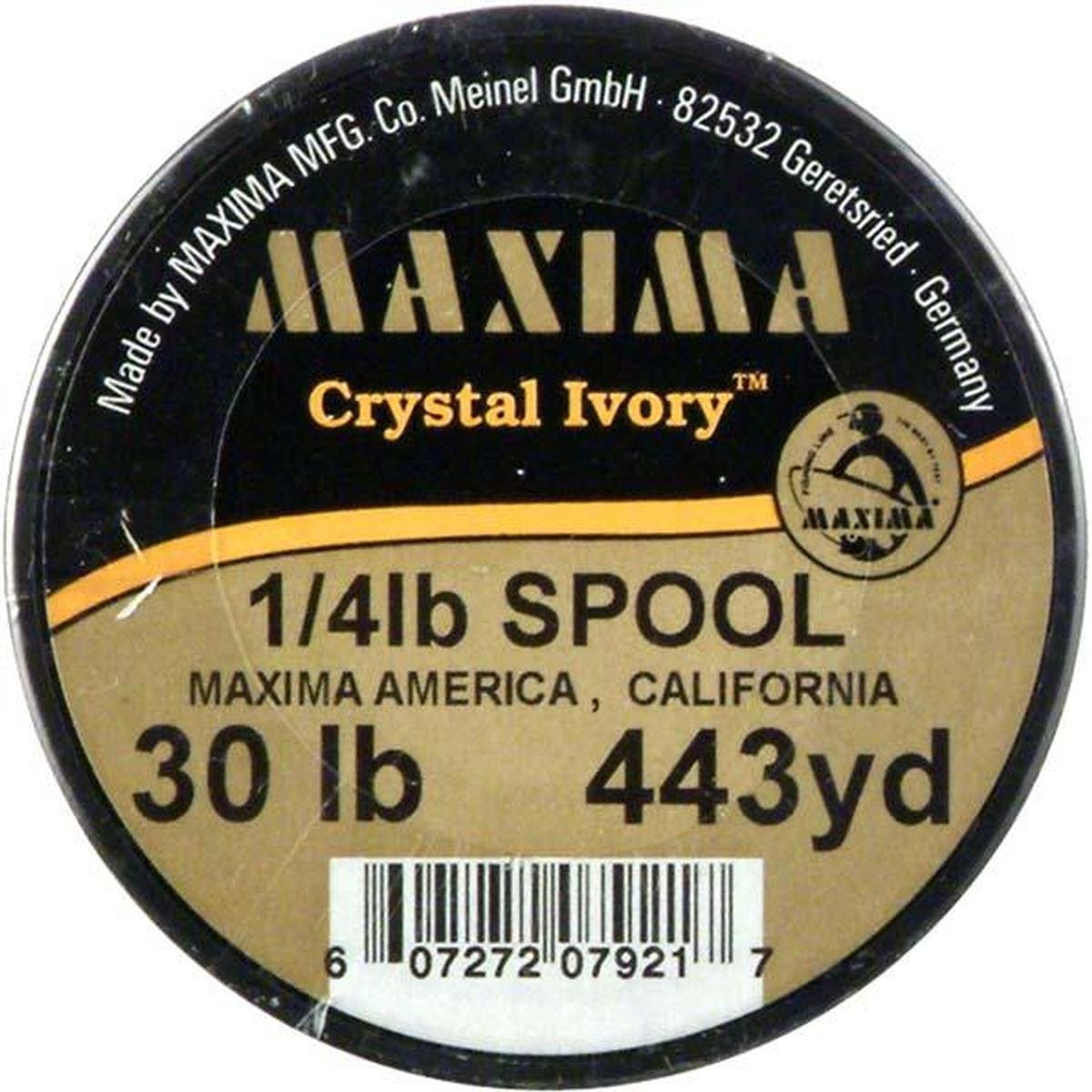 Maxima fishing line guide spool in crystal ivory enhances visibility and casting for 30 lb line.