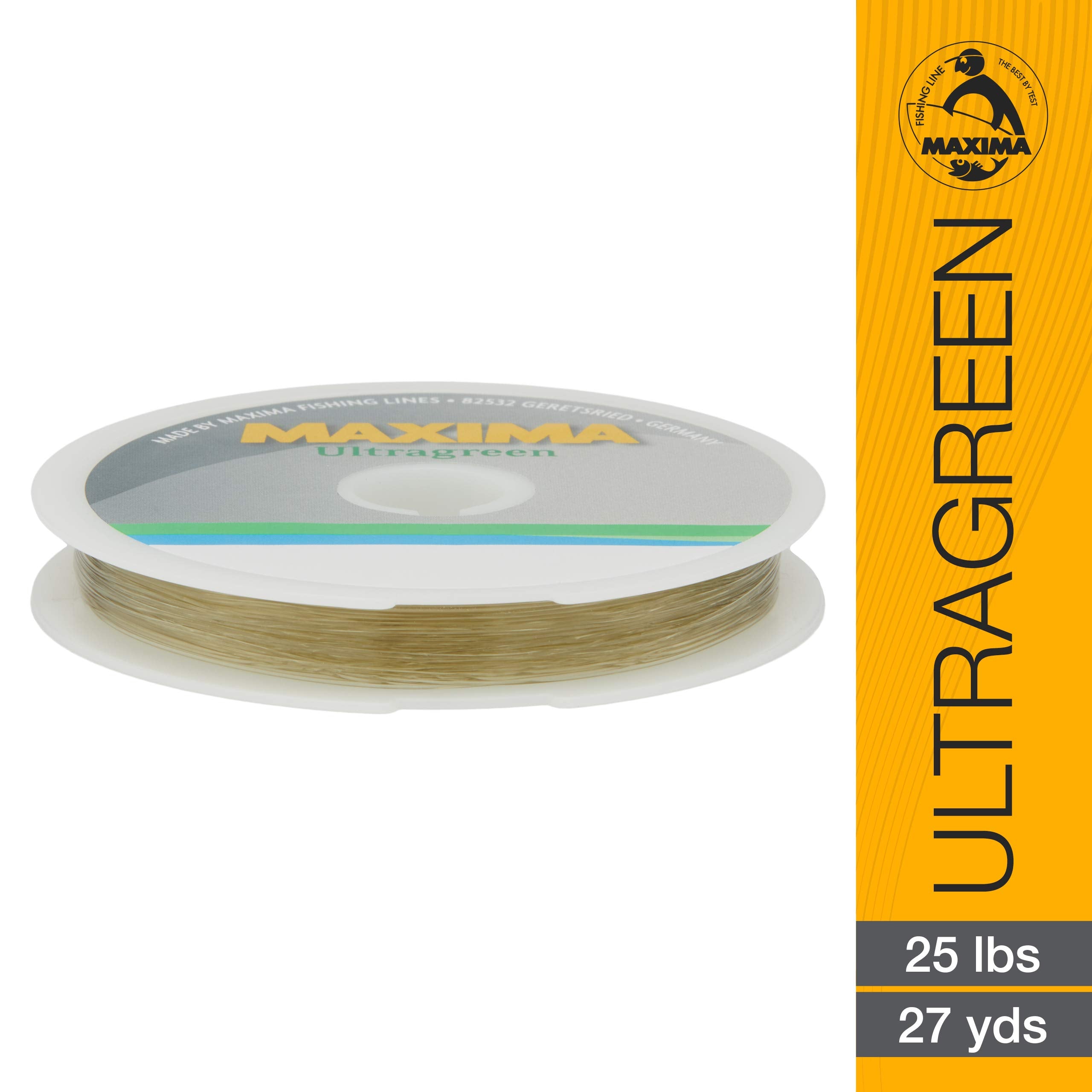 Maxima Ultragreen leader wheel spool, 27-yard length, versatile for all species and conditions.