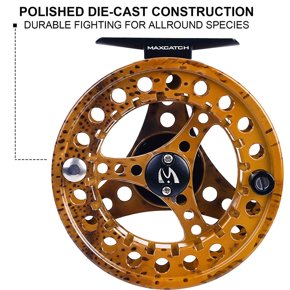 M MAXIMUMCATCH ECO large arbor reel left-right switch enables quick hand retrieval changes.