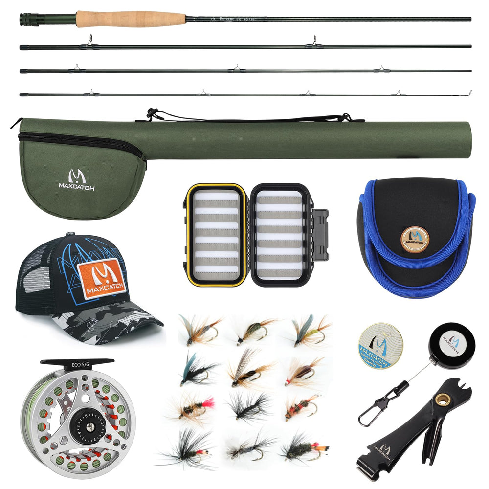 M MAXIMUMCATCH Extreme 3wt 8'4" rod ready for beginner-friendly casting and control.