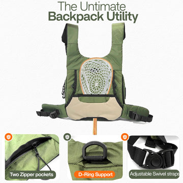 MAXITHAN chest pack D-ring and pass-through tab for secure landing net on rivers