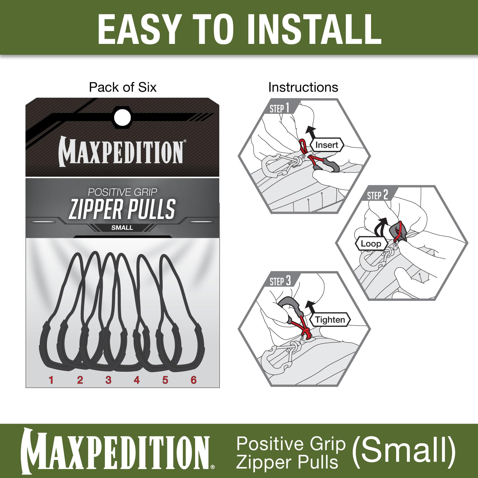 Maxpedition 6-pack zipper pulls for replacement