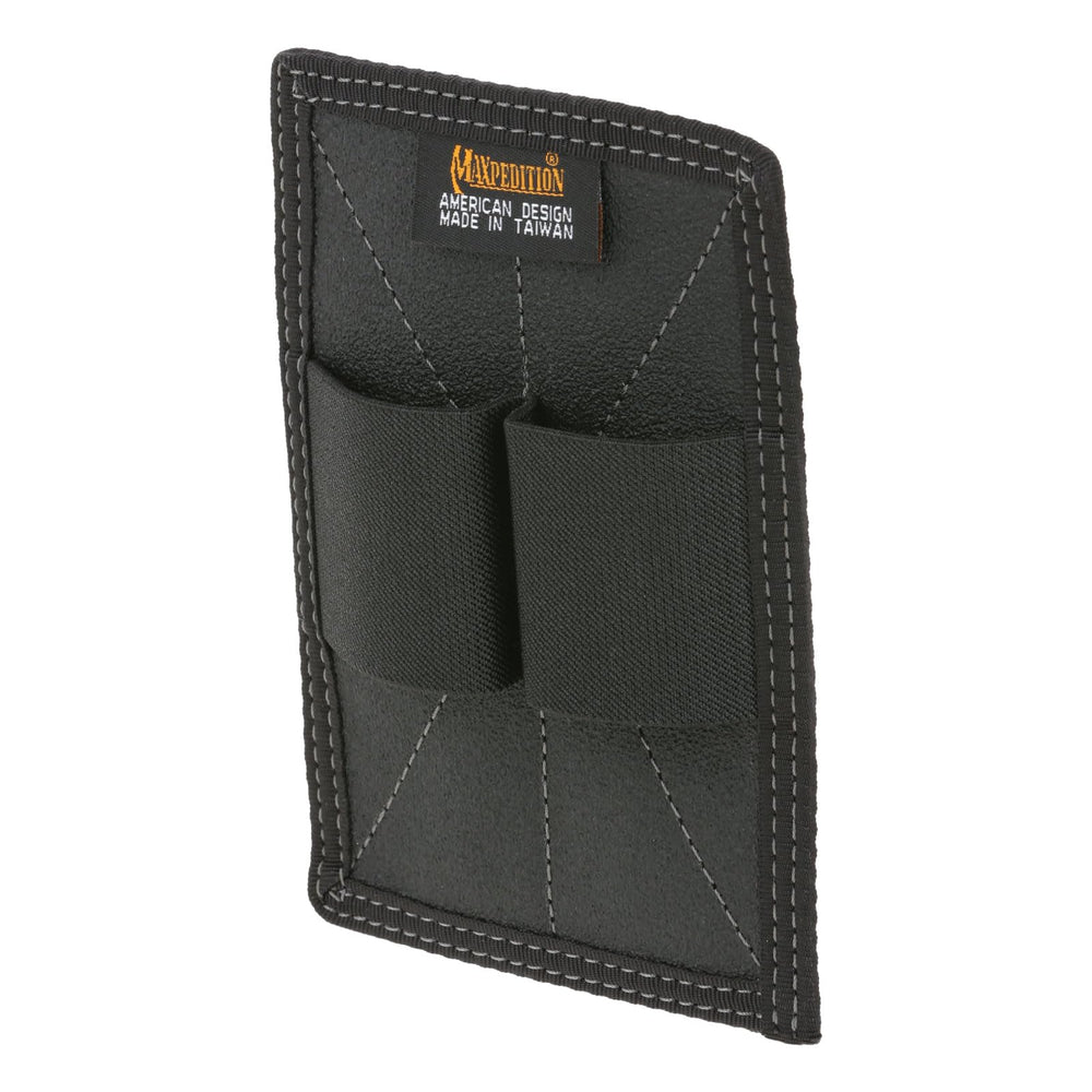 Maxpedition dual mag retention insert black side view with elastic mag loops