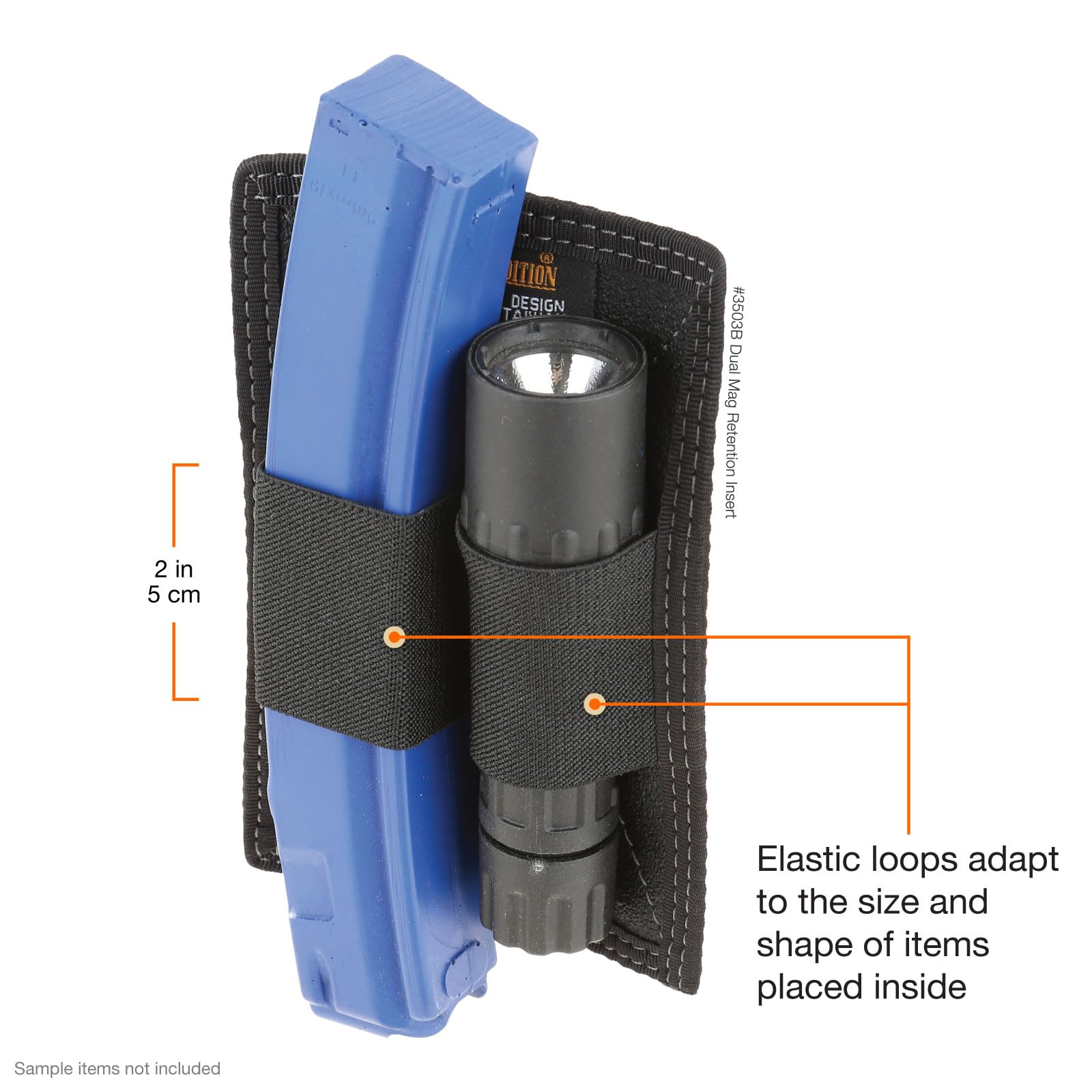 Maxpedition dual mag retention insert black reinforced stitching detail