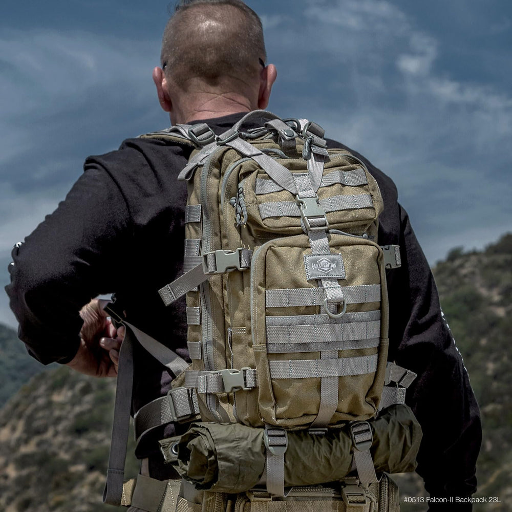 Maxpedition Falcon-II hydration pocket ready for a 3L bladder on long outings