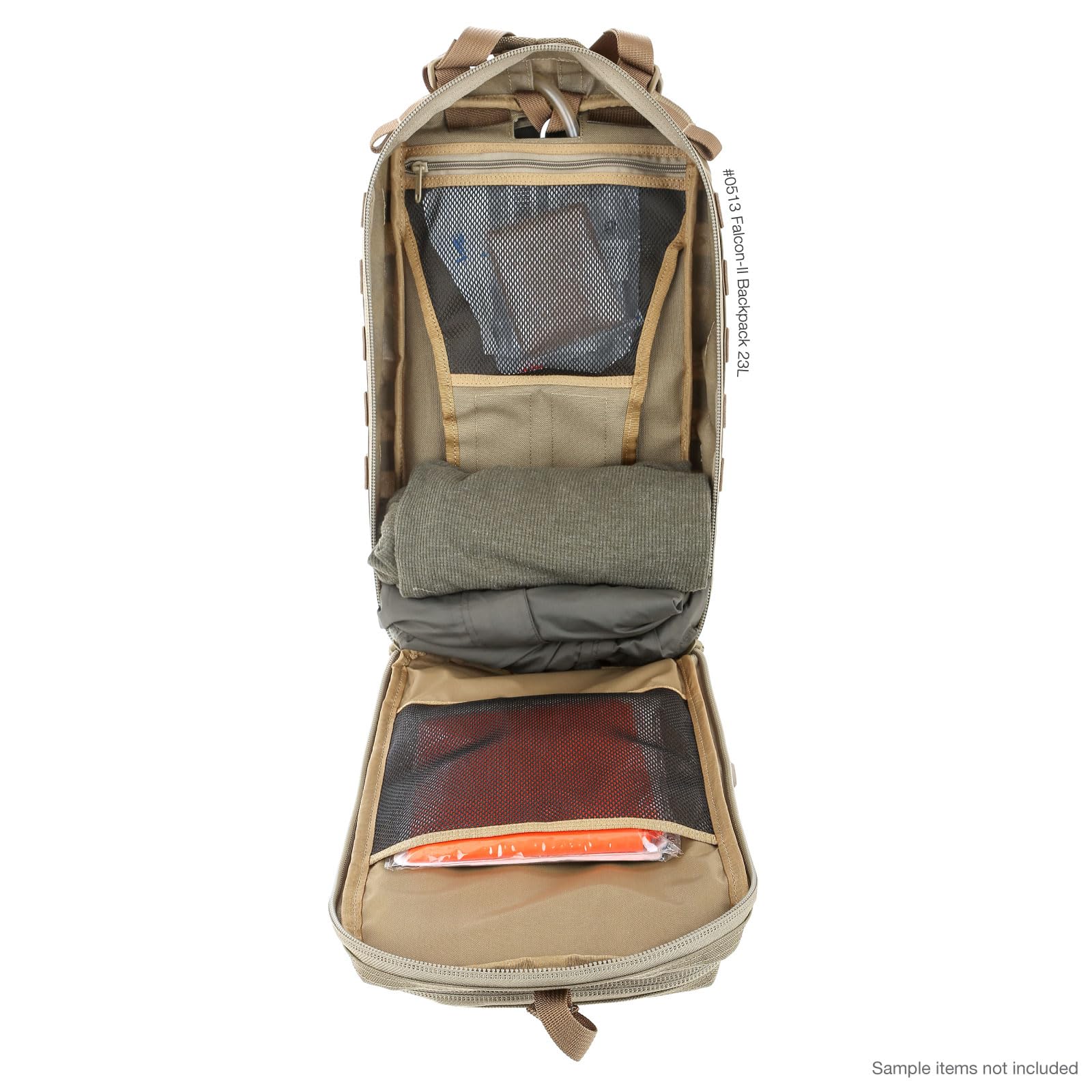Maxpedition Falcon-II compact 23L capacity fits essential EDC gear.