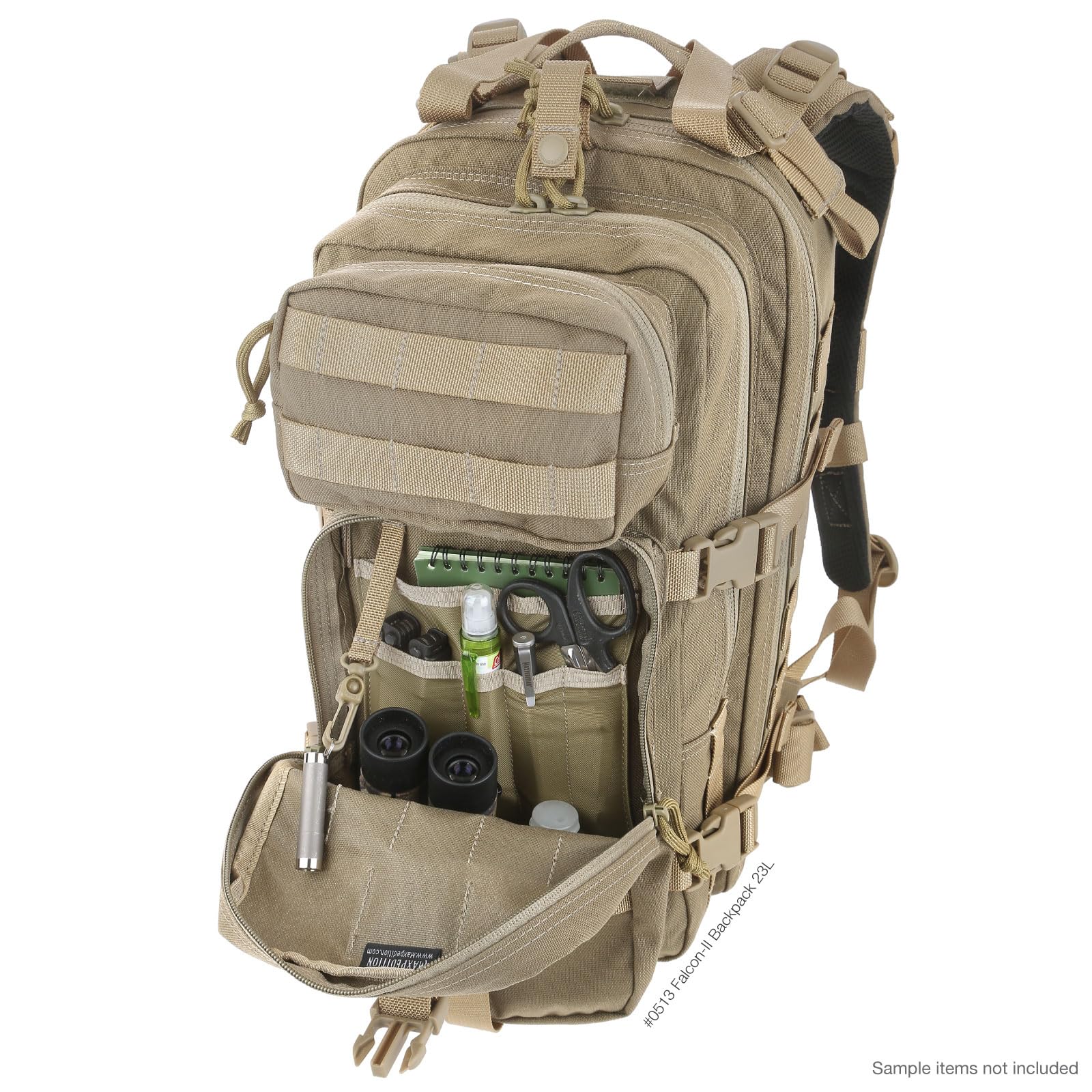 Maxpedition Falcon-II Teﬂon coating provides water and abrasion resistance.