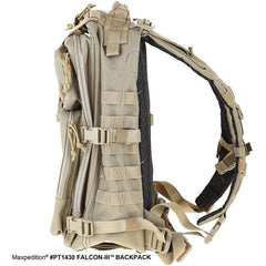 Maxpedition Falcon-III CCW pocket khaki side view with lockable zippers for security