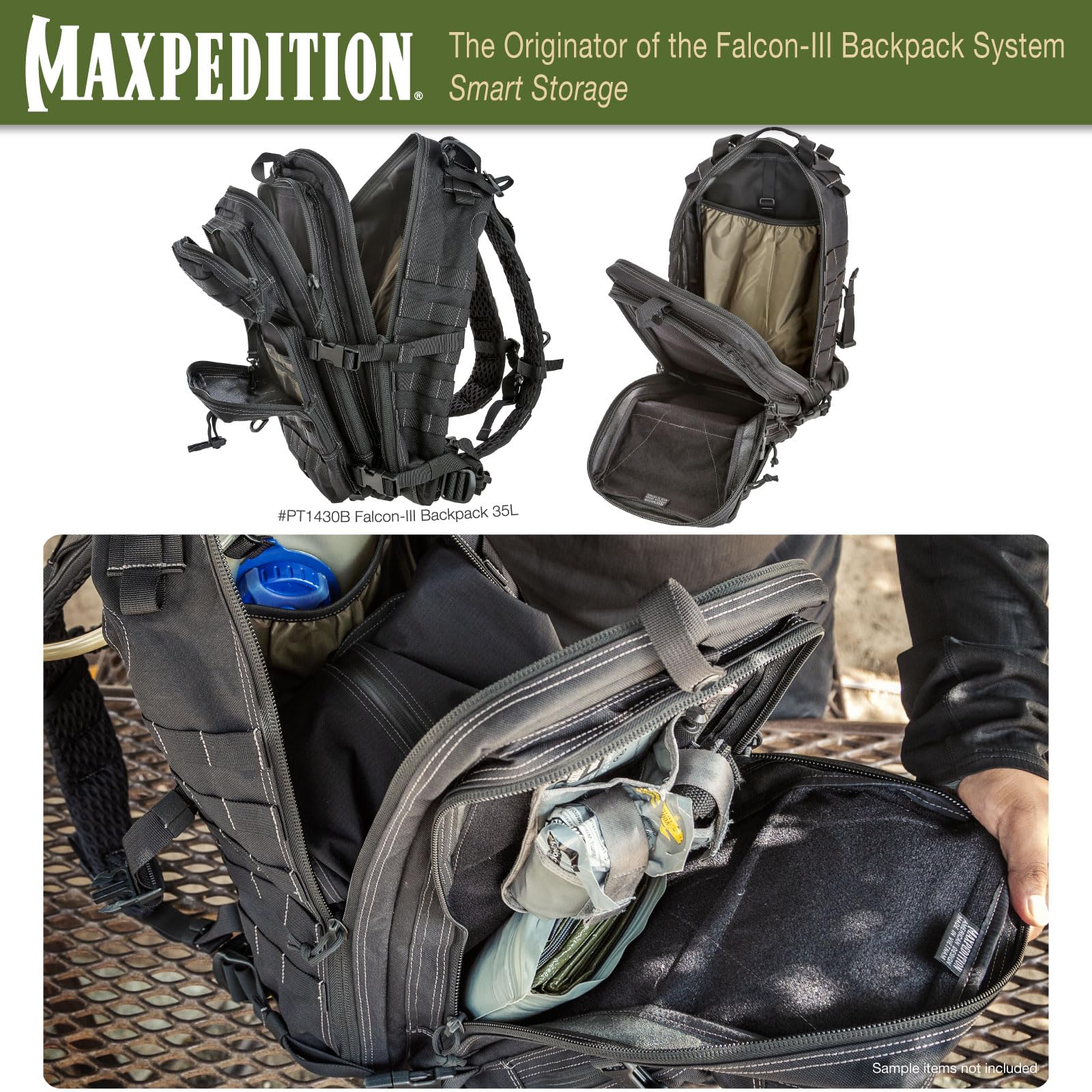 Maxpedition Falcon-III interior organization keeps essentials within easy reach