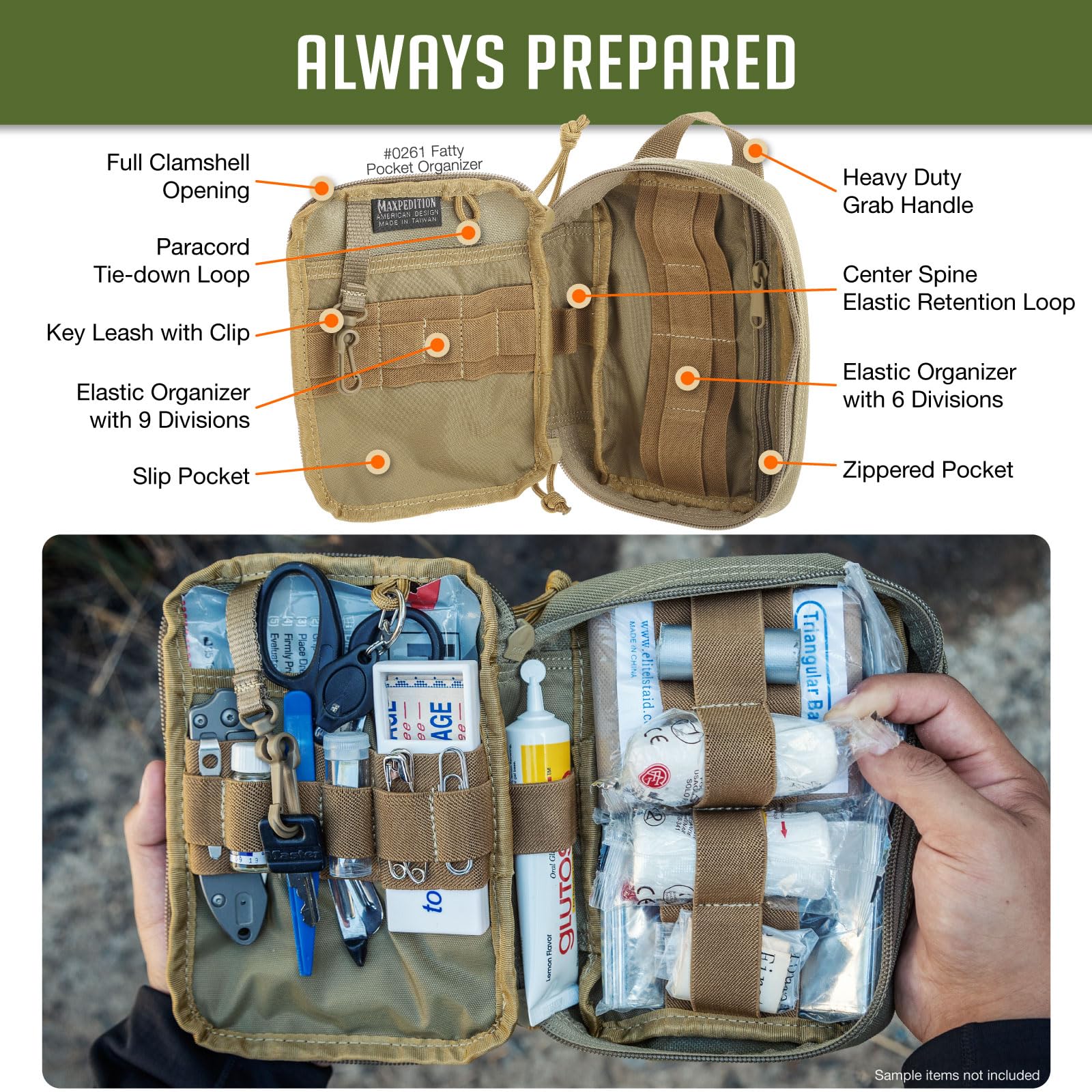 Rear carry handle and attachment webbing for easy mounting.