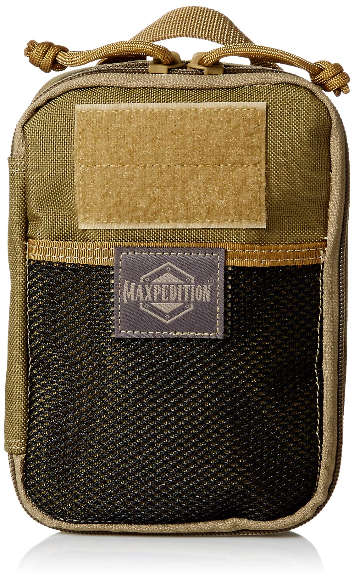 Front exterior details include patch field and mesh pocket.
