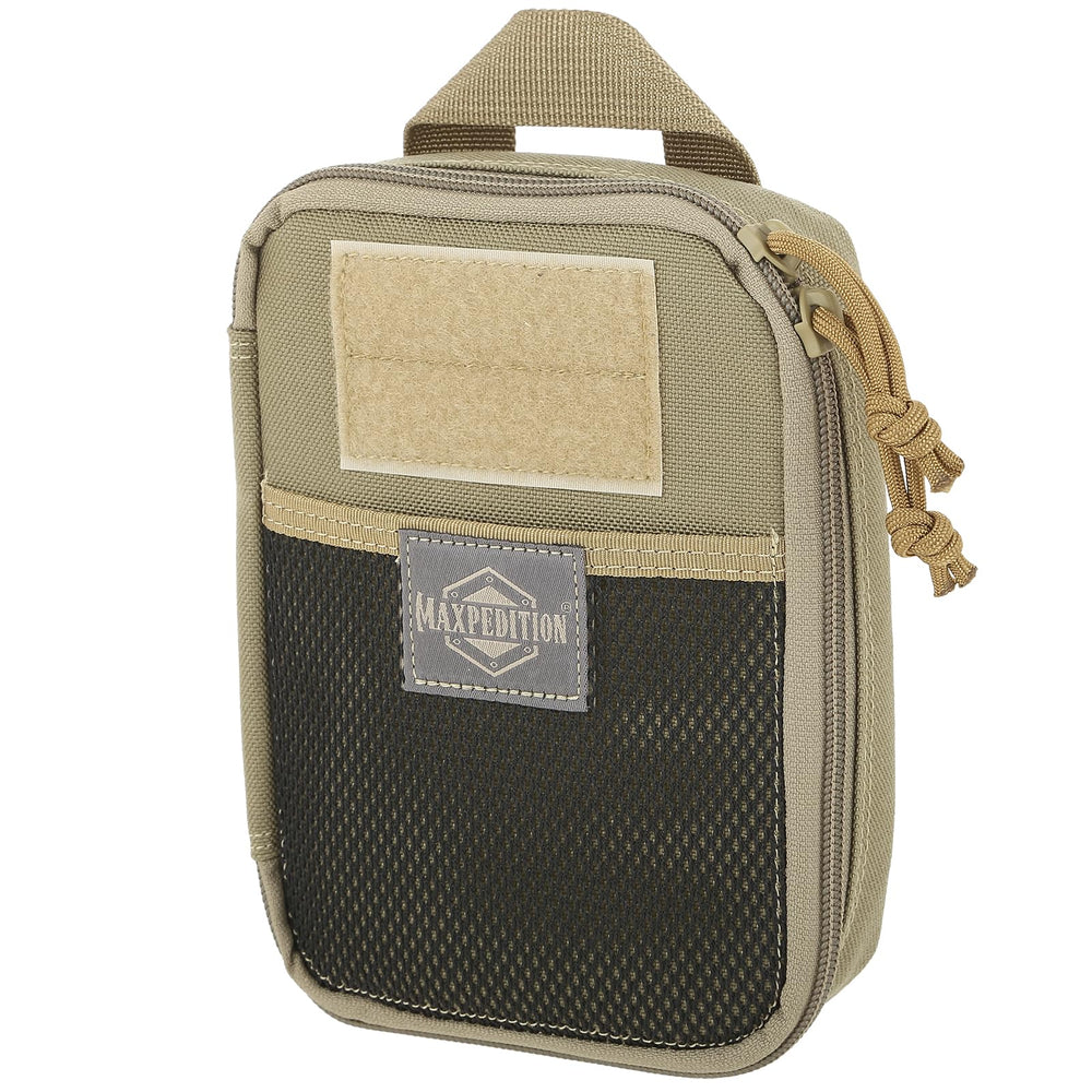 Maxpedition Fatty pocket organizer khaki with full clamshell opening for quick access.
