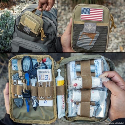 Inside left pocket area with slip pocket, key ring, and elastic divisions.