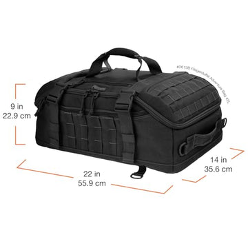 Maxpedition Fliegerduffel Black fully opened reveals modular exterior layout.