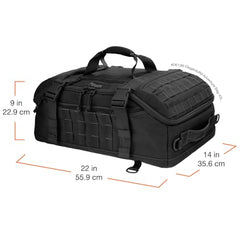 Maxpedition Fliegerduffel Black fully opened reveals modular exterior layout.