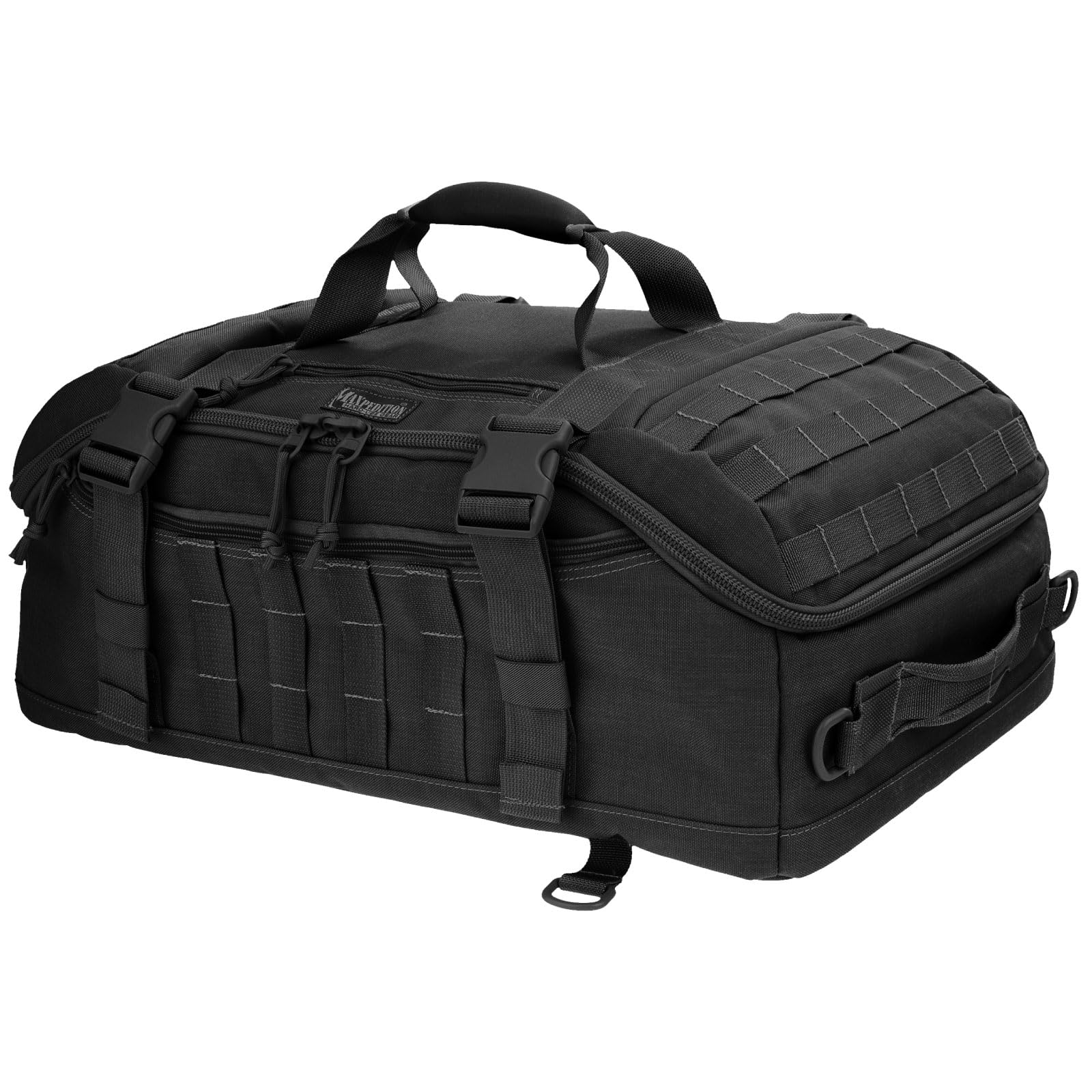 Maxpedition Fliegerduffel Black internal organizer helps arrange essentials.