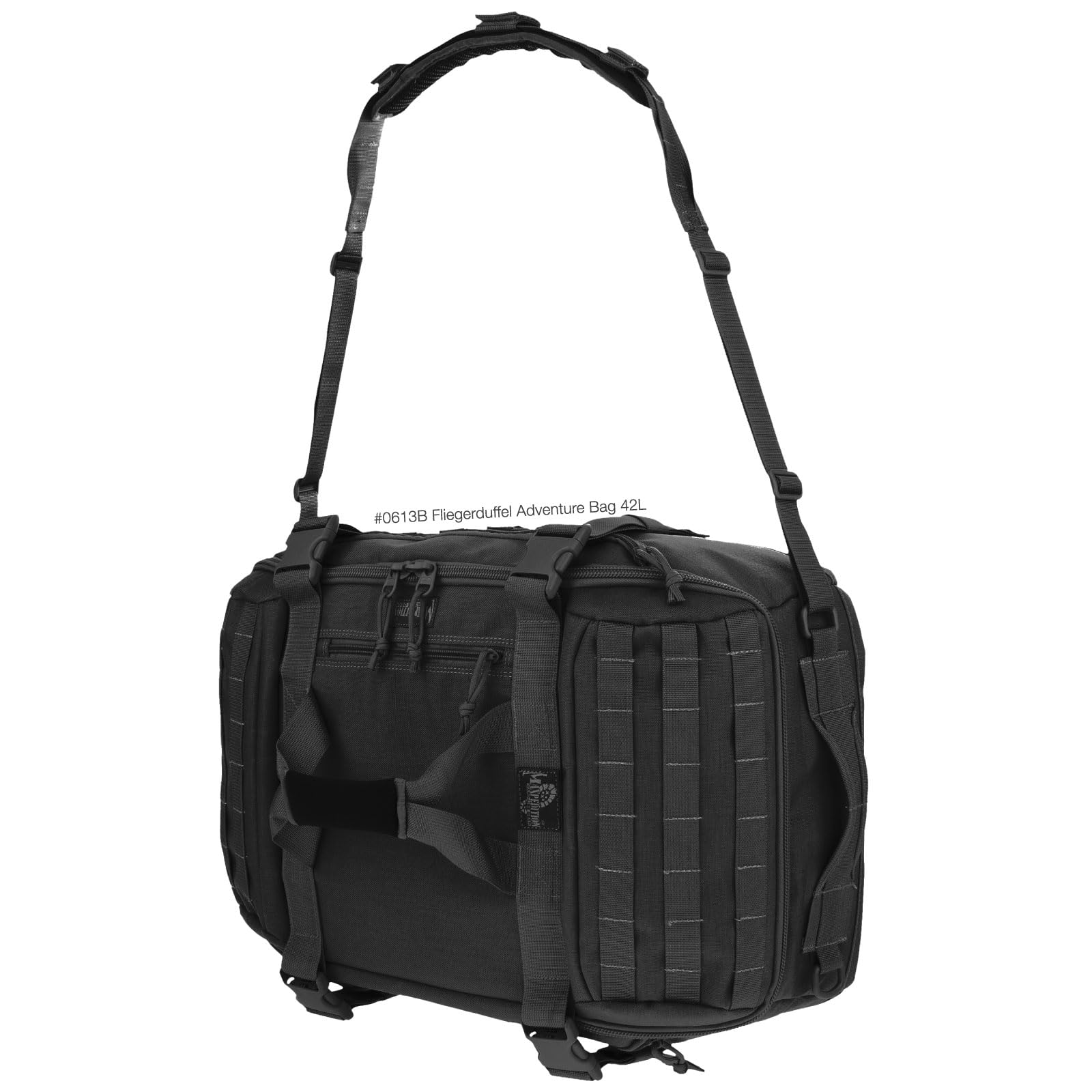 Maxpedition Fliegerduffel Black padded strap enhances comfortable carry.